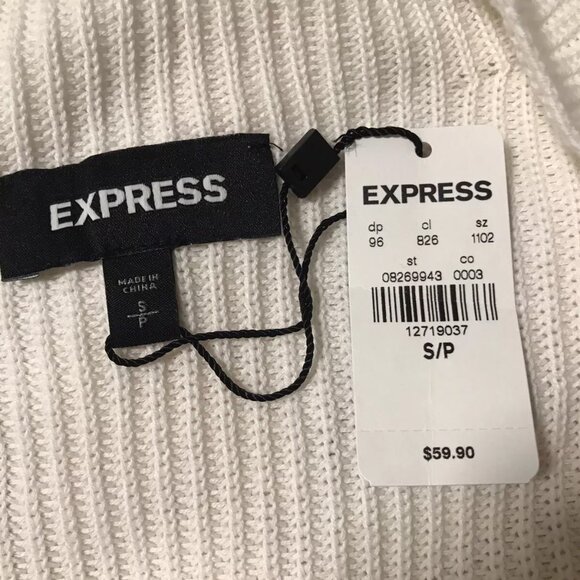 NWT EXPRESS Editor Pick White Layered Ruffle Sleeve Pullover Sweater Sz S - Picture 5 of 5